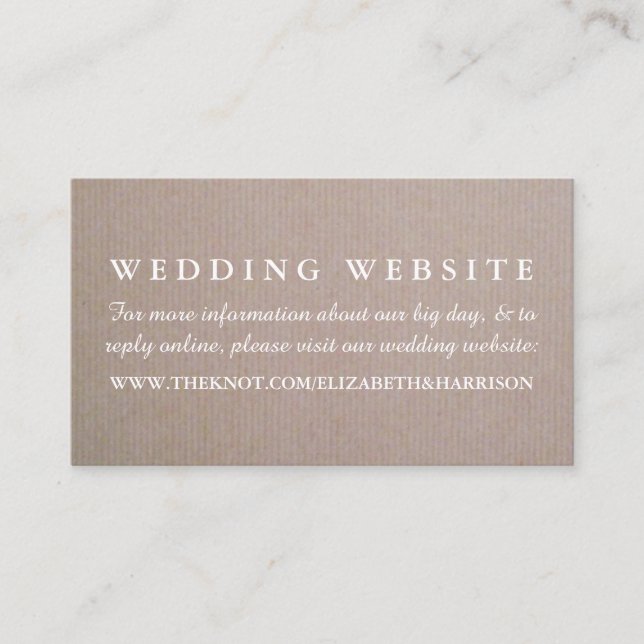 Rustic Country Kraft Wedding Website Enclosure Card (Front)