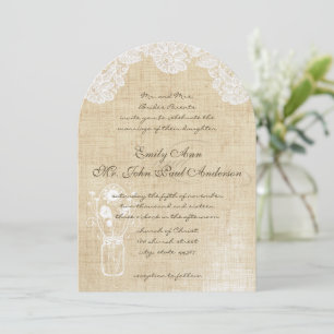 Rustic Country Lace and Burlap Wedding Invitations