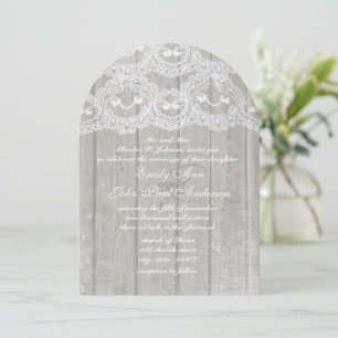Rustic Country Lace Barn Wood Wedding Invitations
