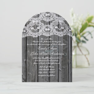 Rustic Country Lace Barn Wood Wedding Invitations