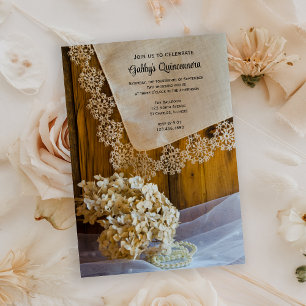 Rustic Country Lace Quinceañera Party Invitation