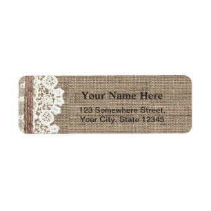 Rustic Country Laced Burlap Twine Return Address Label