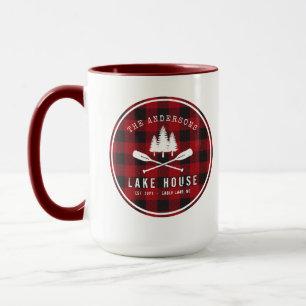 Rustic Country Lake House Tree Red Buffalo Plaid Mug