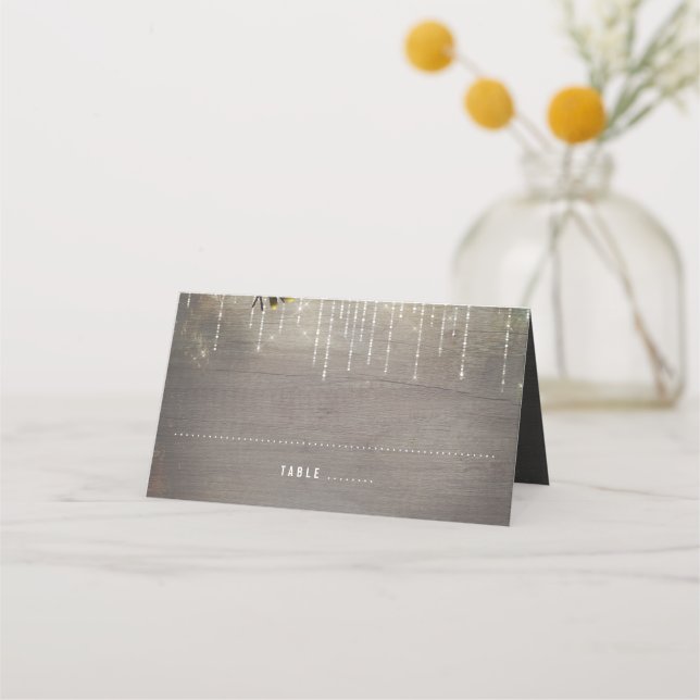 Rustic Country Lantern Lights Wedding Place Card (Front)