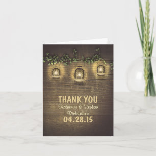 rustic country lantern lights wedding thank you card