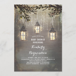 Rustic Country Lanterns Garden Baby Shower Invitation