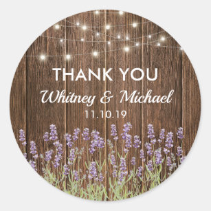 Rustic Country Lavender Lights Wedding Favour Classic Round Sticker
