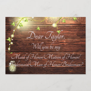 Rustic Country Lights Maid Matron Man Bridesmaid Invitation