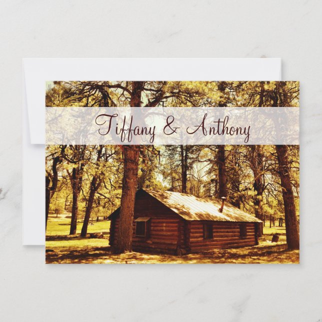 Rustic Country Log Cabin Woods Wedding Invitations (Front)