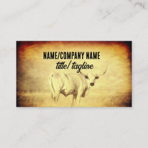 rustic country longhorn cow vintage style sepia business card