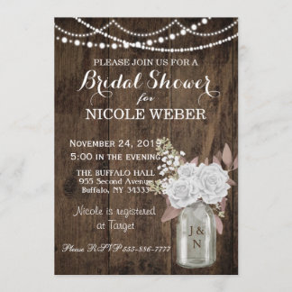 Rustic Country Mason Jar Barn Bridal Shower Invite