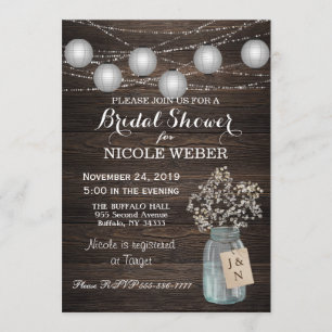 Rustic Country Mason Jar Barn Bridal Shower Invite