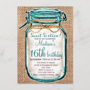 Rustic Country Mason Jar Birthday Invitation