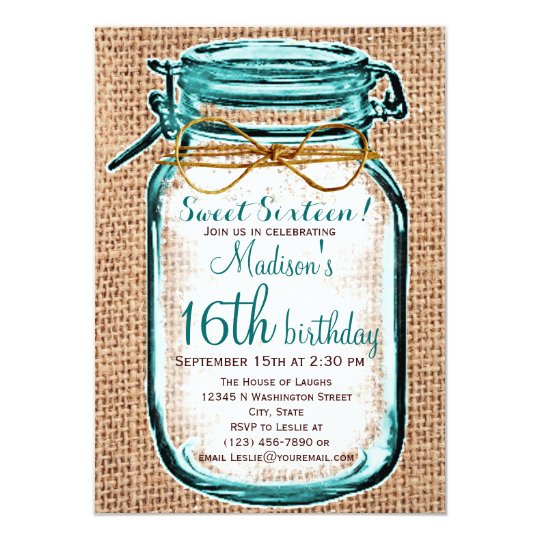 Rustic Country Mason Jar Birthday Invitation