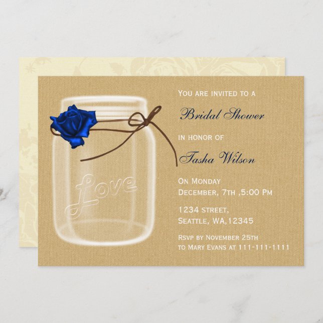 rustic country mason jar Bridal Shower Invitation (Front/Back)