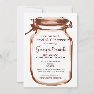 Rustic Country Mason Jar Bridal Shower Invitations