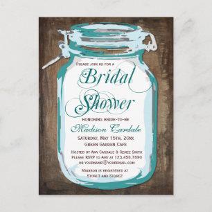 Rustic Country Mason Jar Bridal Shower Postcards