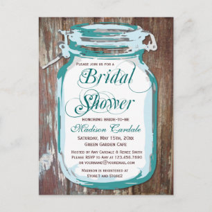 Rustic Country Mason Jar Bridal Shower Postcards