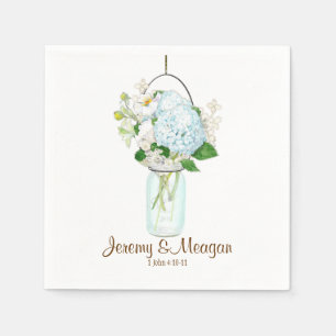 Rustic Country Mason Jar Flowers White Hydrangeas Napkin