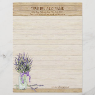 Rustic Country Mason Jar French Lavender Bouquet Letterhead Template