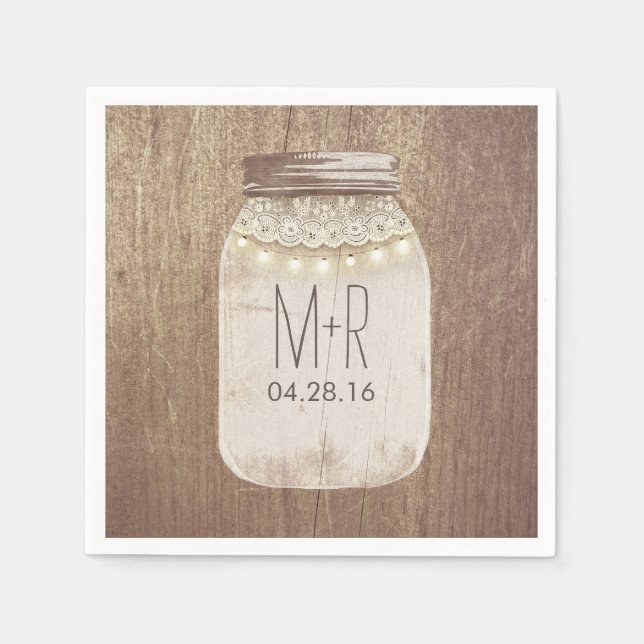 Rustic Country Mason Jar Lights Napkin (Front)