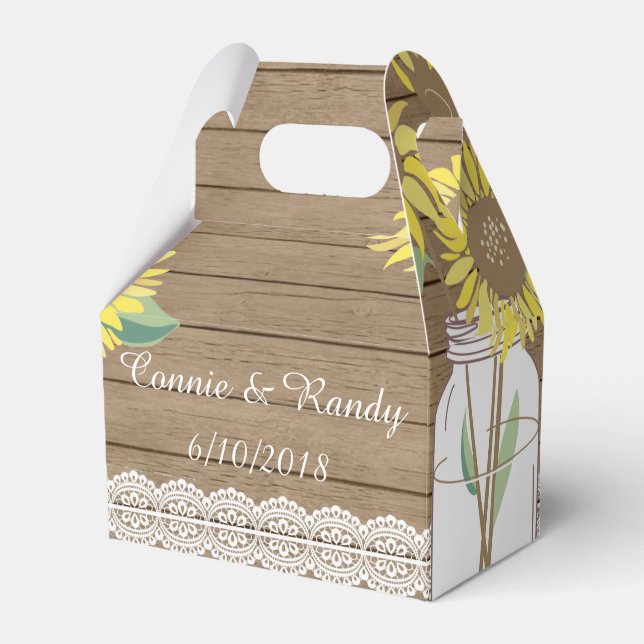 Rustic Country Mason Jar Sunflower Favour Box (Front Side)