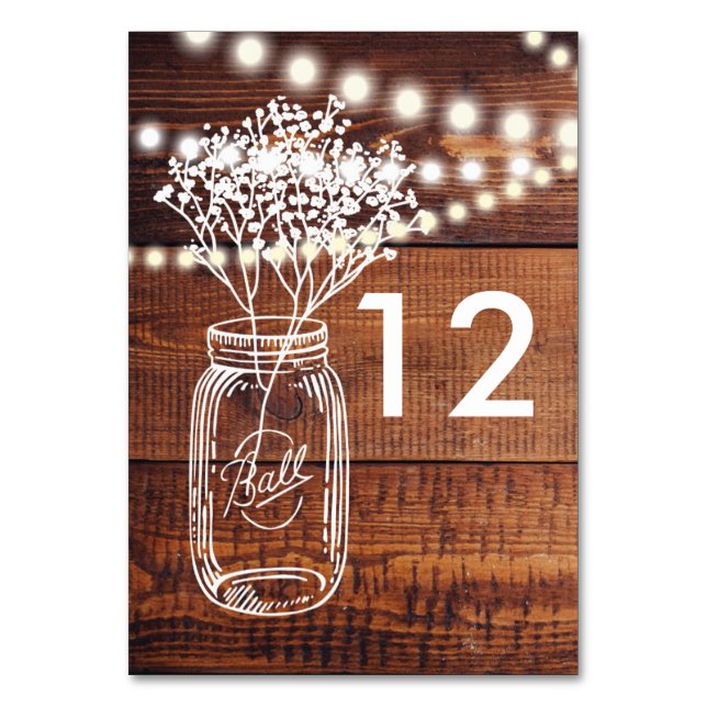 RUSTIC COUNTRY MASON JAR TABLE NUMBER (Front)