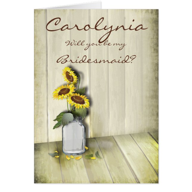 RUSTIC COUNTRY MASON JAR WITH SUNFLOWERS (Front)