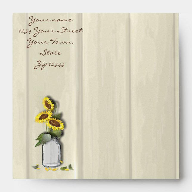 RUSTIC COUNTRY MASON JAR WITH SUNFLOWERS ENVELOPES (Front)