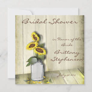 RUSTIC COUNTRY MASON JAR WITH SUNFLOWERS INVITATION