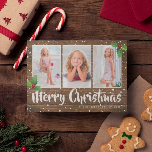 Rustic Country Merry Christmas Photo Holiday Card (Creator Uploaded)