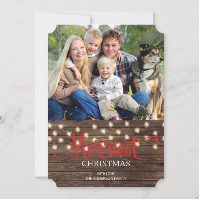 Rustic Country Merry Christmas Photo Holiday Card (Front)