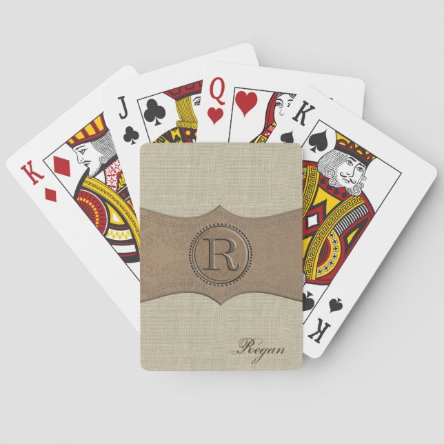 Rustic Country Monogram Letter R Playing Cards (Back)
