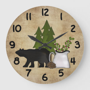 Rustic Country Mountain Bear Wall Clock