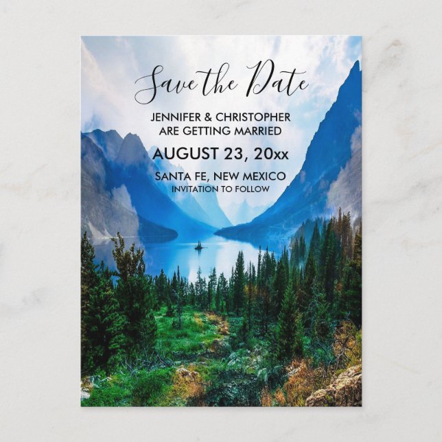 Rustic Country Mountains Nature Save the Date Postcard (Front)
