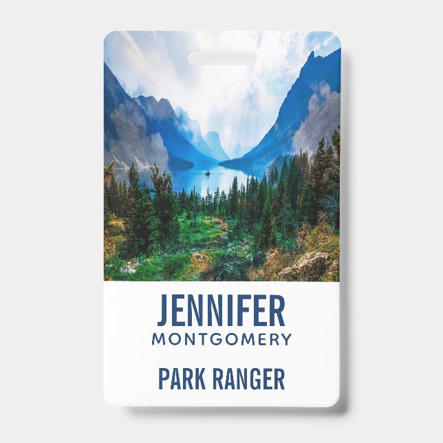 Rustic Country Mountains Nature Scene Photography ID Badge (Front)