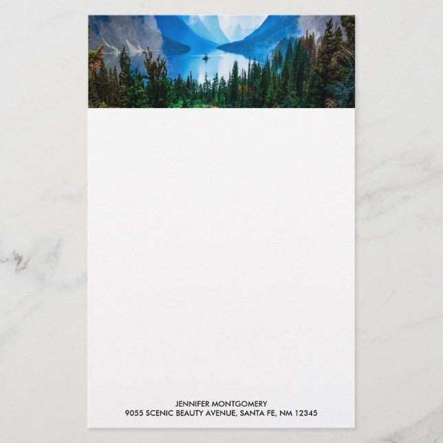 Rustic Country Mountains Nature Scene Photography Stationery (Front)
