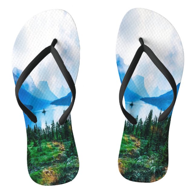 Rustic Country Mountains Nature Scene Photography Thongs (Footbed)