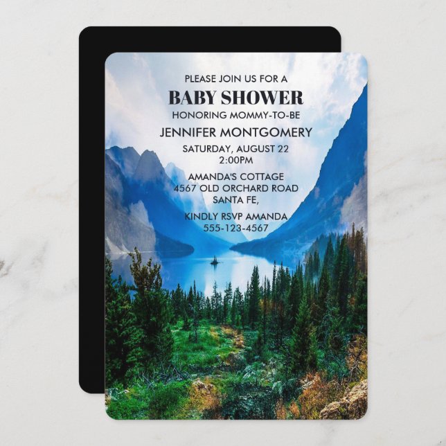 Rustic Country Mountains Scenic Nature Baby Shower Invitation (Front/Back)