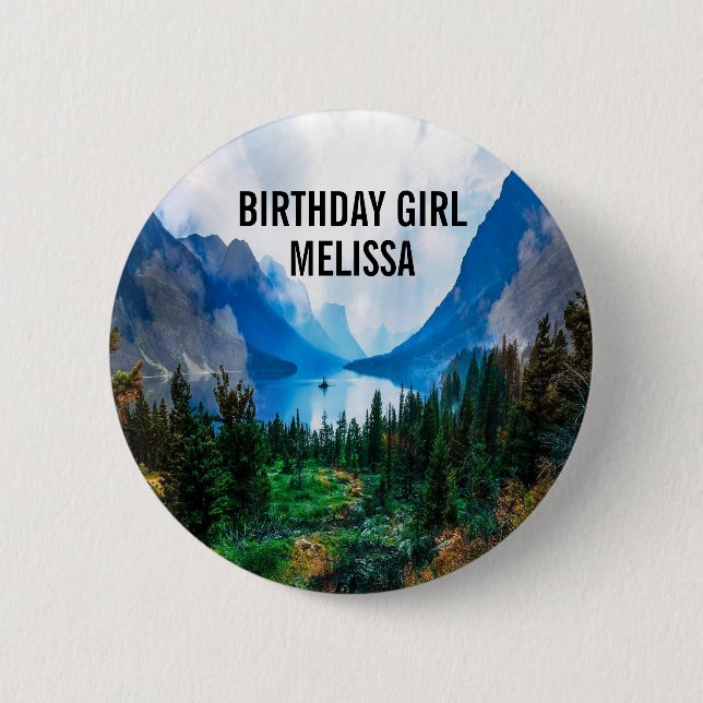 Rustic Country Mountains Scenic Nature Birthday 6 Cm Round Badge (Front)