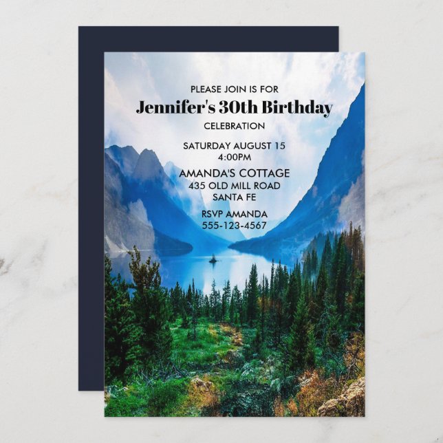 Rustic Country Mountains Scenic Nature Birthday Invitation (Front/Back)