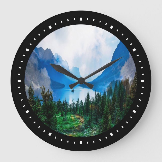 Rustic Country Mountains Scenic Nature Large Clock (Front)