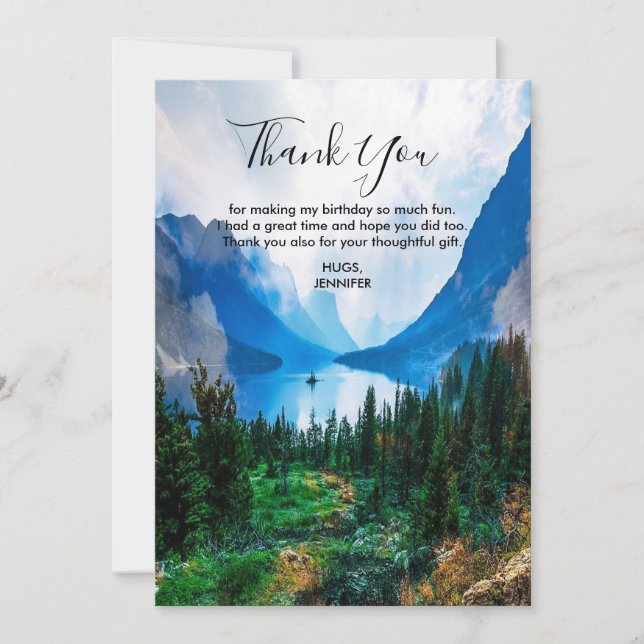 Rustic Country Mountains Scenic Nature Thank You Card (Front)
