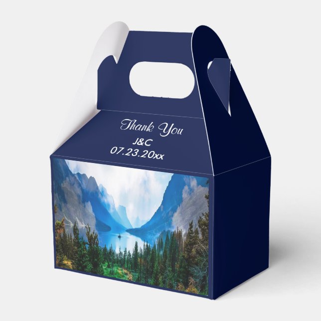 Rustic Country Mountains Scenic Nature Wedding Favour Box (Front Side)