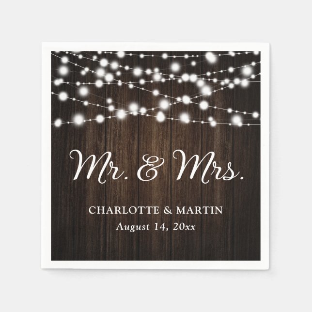 Rustic Country Mr and Mrs Wedding Napkins (Front)