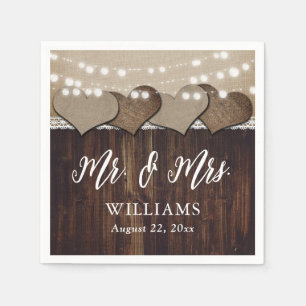 Rustic Country Mr and Mrs Wedding Napkins