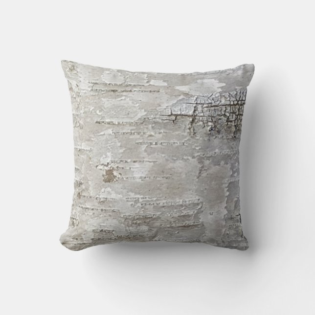 Rustic Country Nature White Birch Bark Photo Cushion (Front)