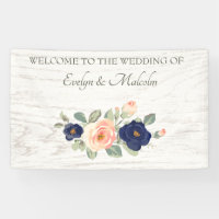 Rustic Country Navy Blue and Peach Floral Wedding