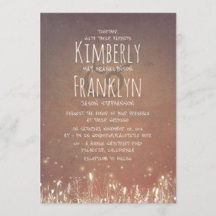 Rustic Country   Night Lights Field Garden Wedding Invitation