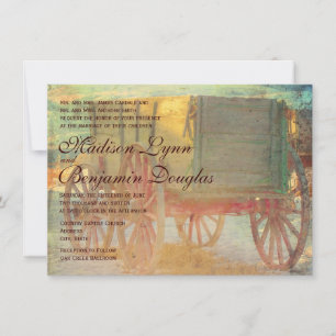 Rustic Country Old Wagon Wedding Invitations